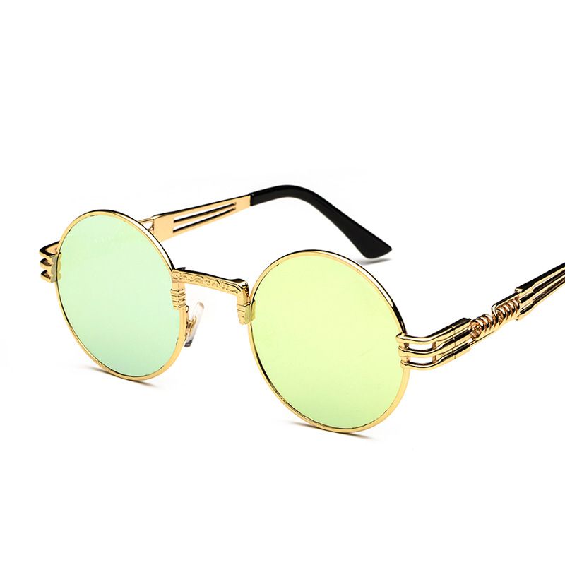 Casual Retro Solid Color Ac Round Frame Full Frame Women's Sunglasses