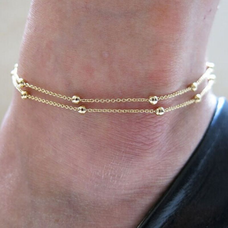 Wholesale Jewelry Ig Style Simple Style Ball Solid Color Alloy Copper Anklet