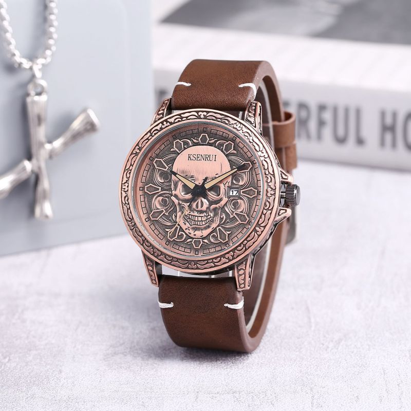 Casual Cráneo Hebilla Cuarzo Relojes Hombre