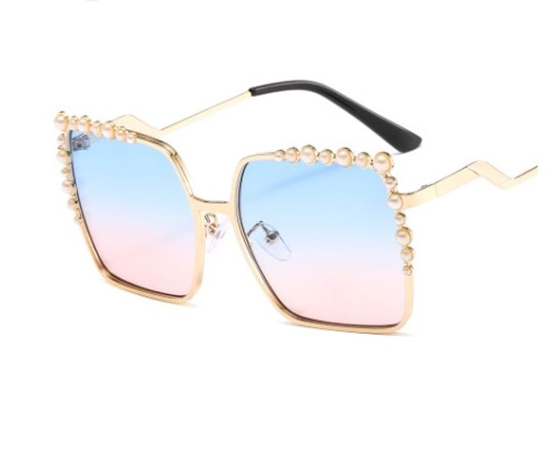 Estilo Clásico Bloque De Color Ordenador Personal Cuadrado Diamante Fotograma Completo Gafas De Sol Mujer