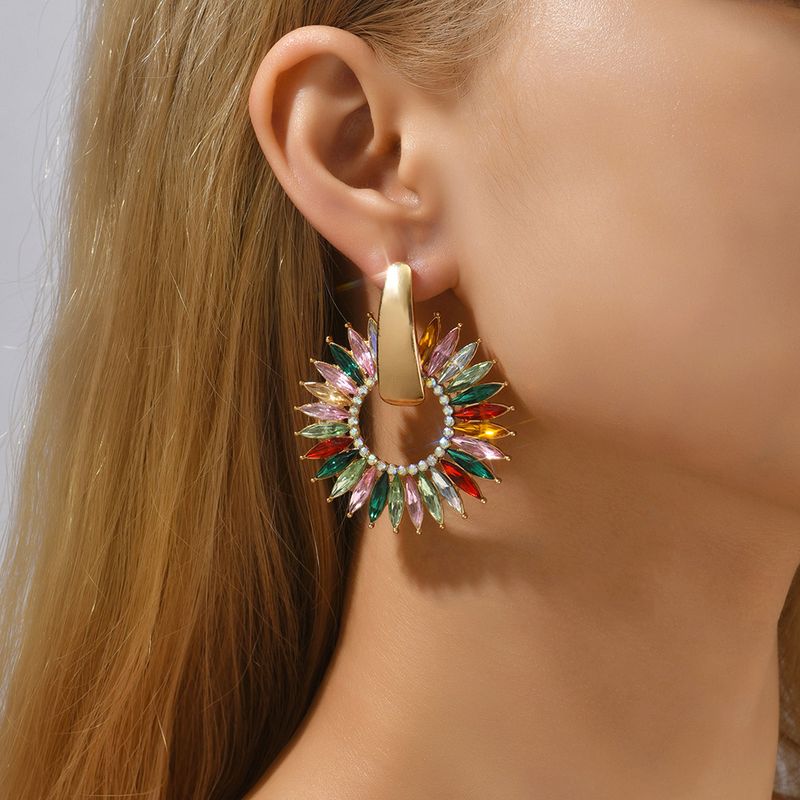 1 Pair Fashion Round Alloy Inlay Artificial Gemstones Women's Ear Studs