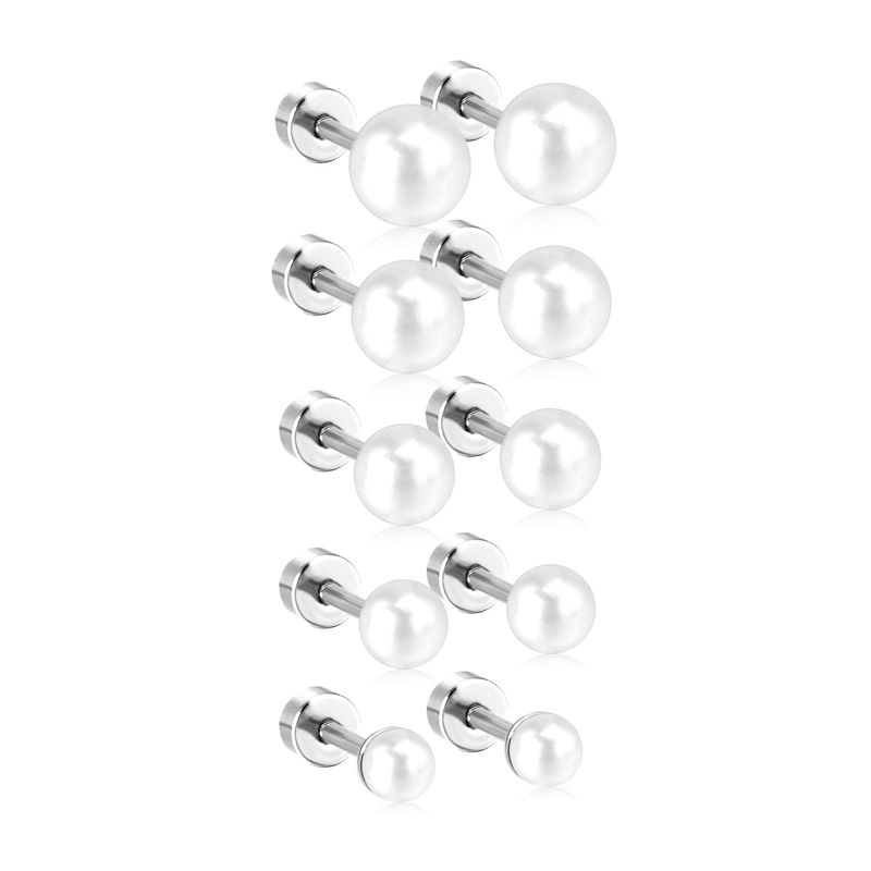 1 Paire Style Simple Géométrique Incruster Acier Inoxydable Perles Artificielles Boucles D'oreilles