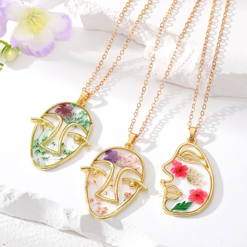 Casual Cute Simple Style Round Alloy Resin Patchwork Women's Pendant Necklace