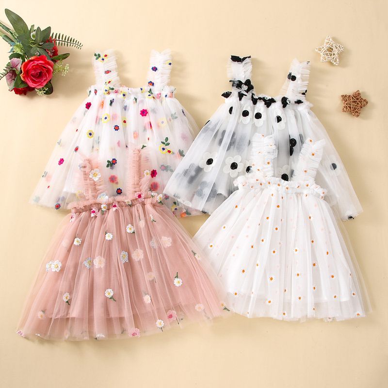 Casual Princess Solid Color Flower Cotton Girls Dresses