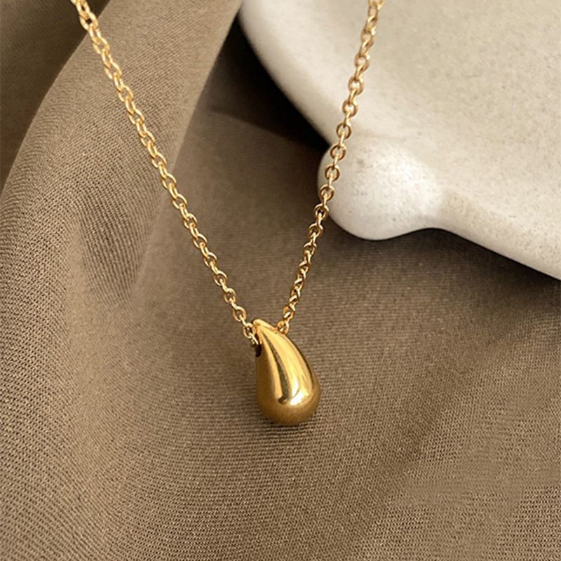 304 Stainless Steel 18K Gold Plated IG Style Plating Water Droplets Pendant Necklace