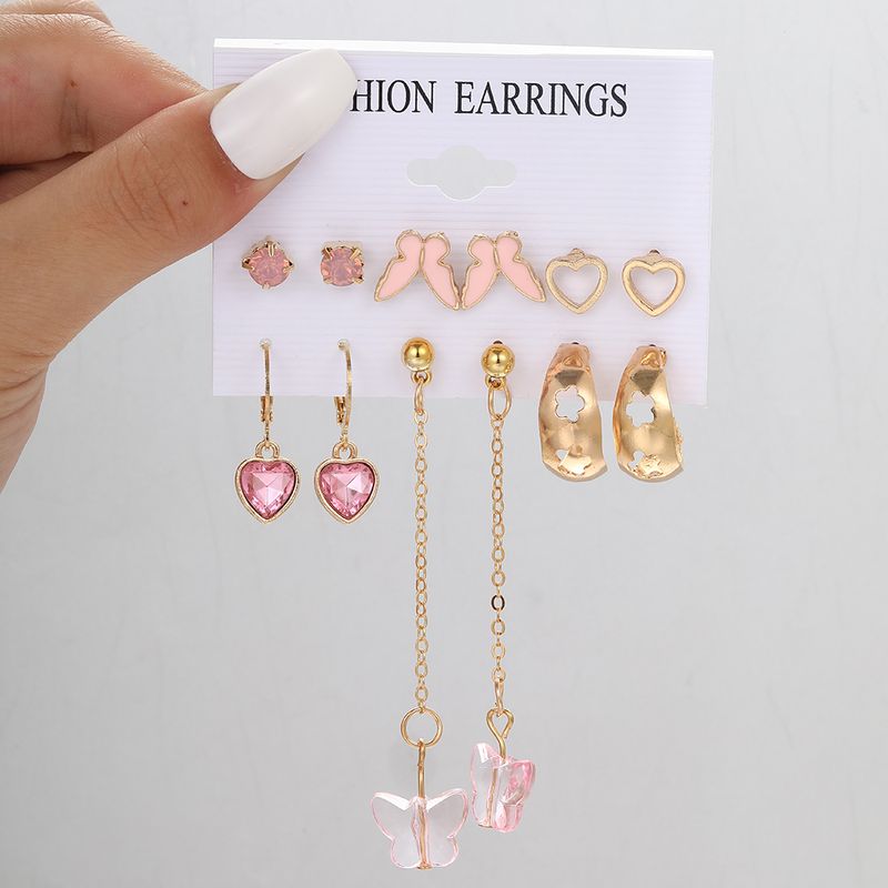 Fairy Style Sweet Tassel Heart Shape Butterfly Alloy Plating Inlay Artificial Gemstones Artificial Crystal Artificial Diamond Gold Plated Silver Plated Women's Earrings