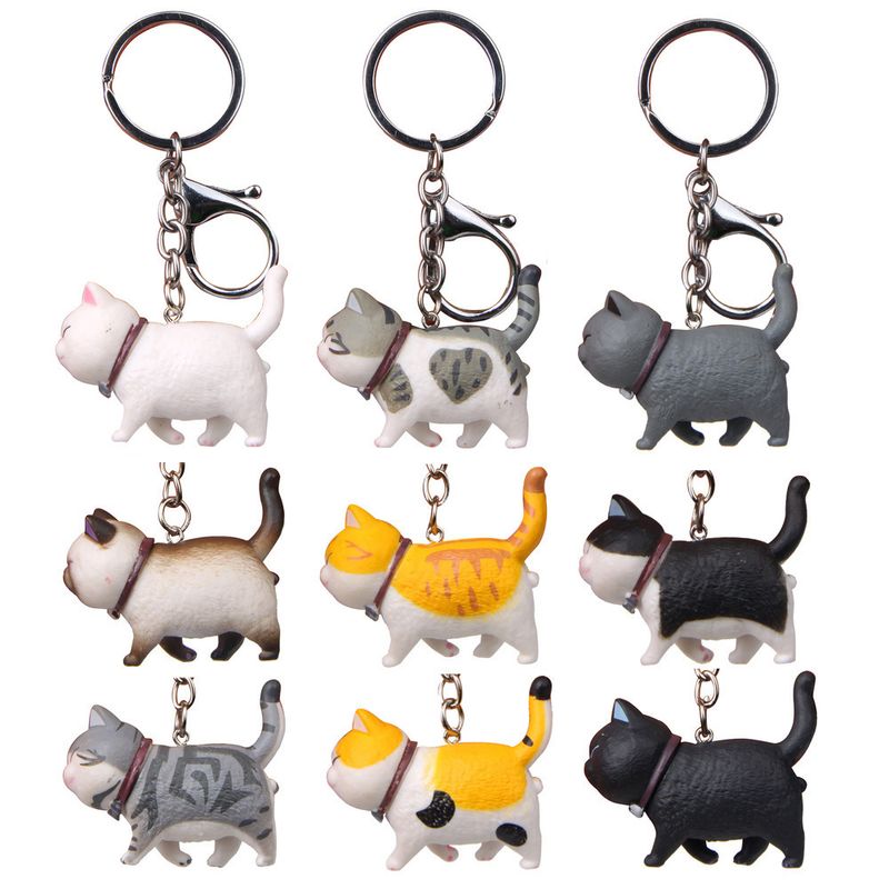 Cute Cat Metal Unisex Bag Pendant Keychain