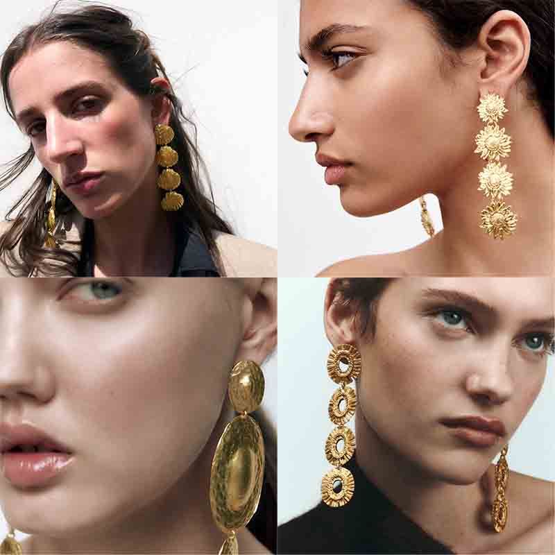 Elegant Glam Exaggerated Geometric Alloy Plating Women's Drop Earrings