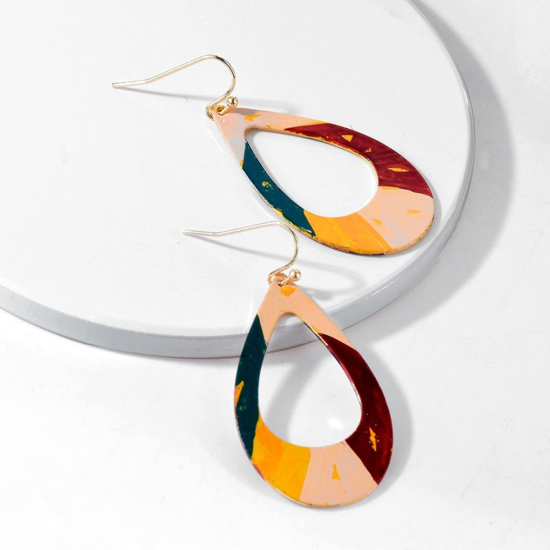Vacation Simple Style Color Block Water Droplets Alloy Plating Hollow Out Women's Drop Earrings