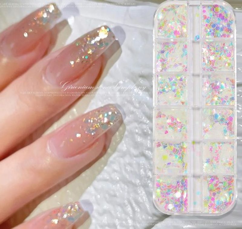 Fairy Style Shiny Square Sequin Nail Decoration Accessories 1 Set