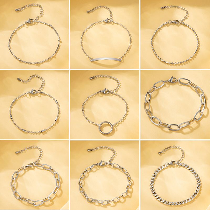 Simple Style Solid Color Stainless Steel Bracelets In Bulk
