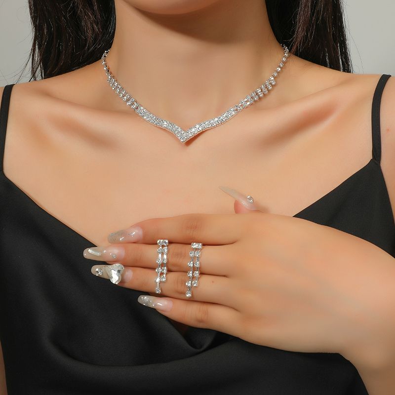 Elegant Solid Color Artificial Gemstones Alloy Wholesale Earrings Necklace