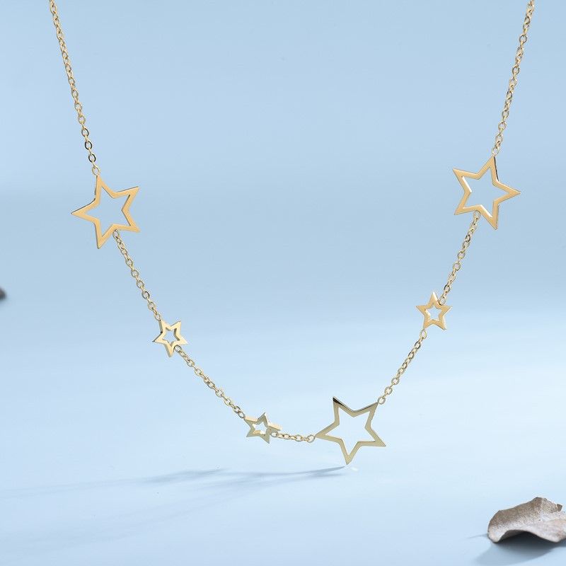 Casual Classic Style Star Titanium Steel Plating 18k Gold Plated Necklace