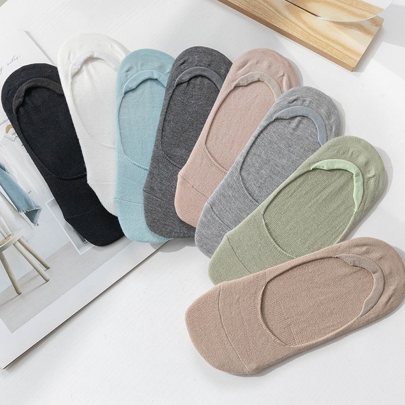 Femmes Style Simple Couleur Unie Fibre De Bambou Crew Socks Une Paire