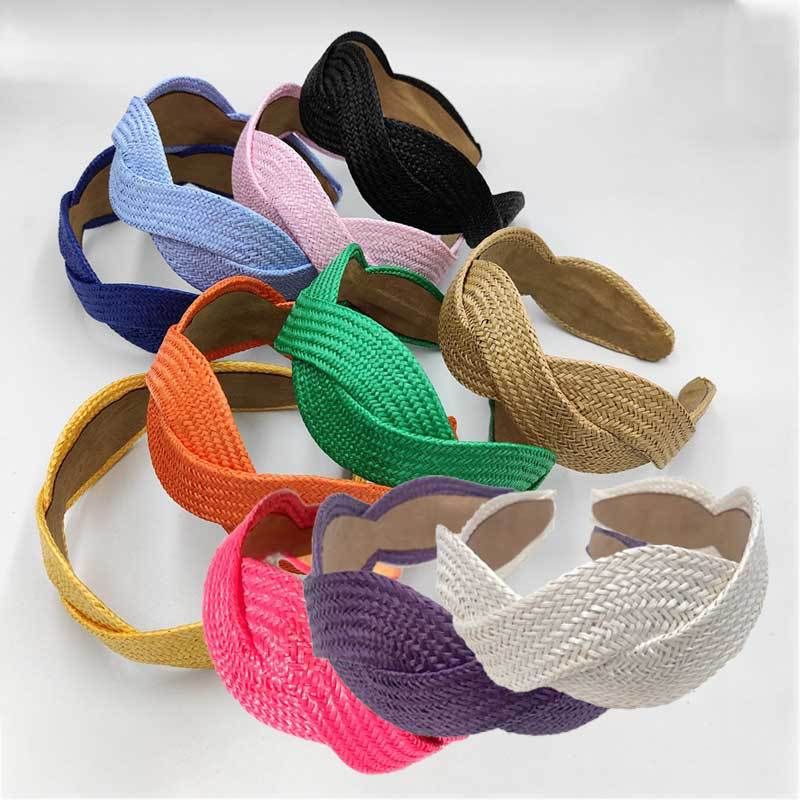 Retro Simple Style Solid Color Cloth Handmade Knitting Hair Band