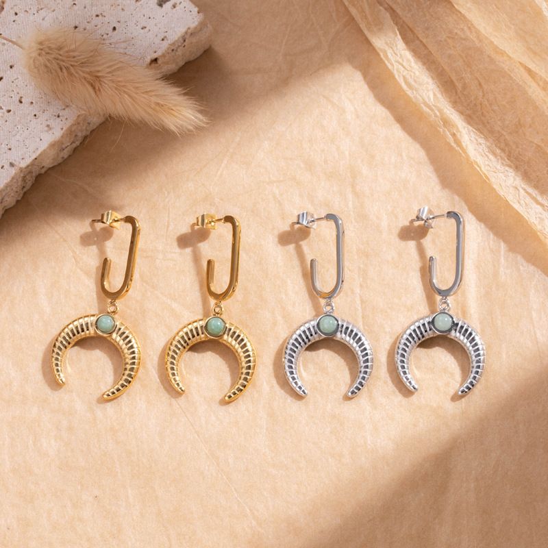 1 Pair Casual Simple Style Horns Plating Inlay Titanium Steel Zircon Drop Earrings