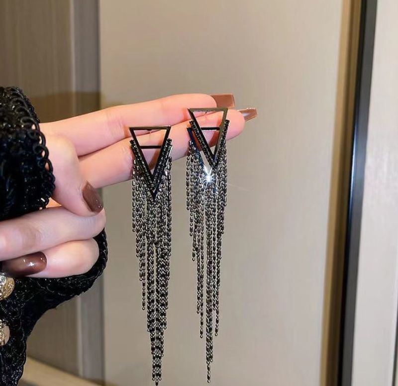 Elegant Glam Triangle Metal Tassel Plating Women's Drop Earrings