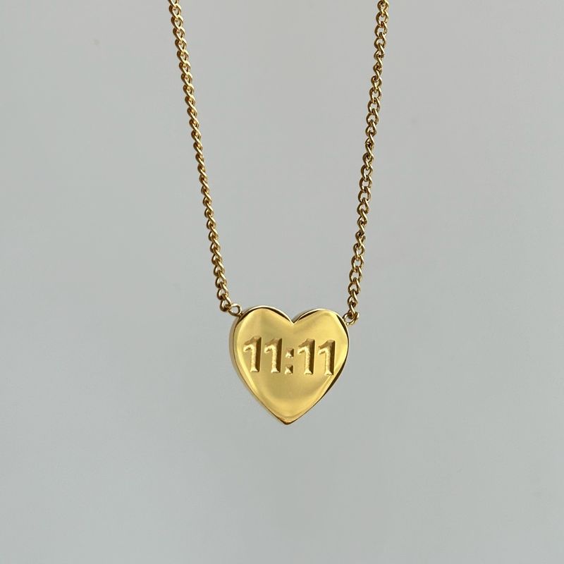 201 Stainless Steel 304 Stainless Steel Gold Plated Vintage Style Commute Plating Number Heart Shape Pendant Necklace