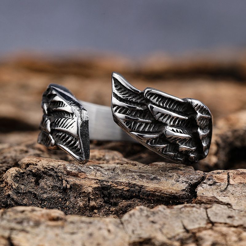 Punk Cool Style Wings 304 Stainless Steel Men'S Open Ring