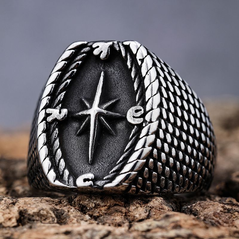 Hip-Hop Punk Compass 304 Stainless Steel Men'S Rings