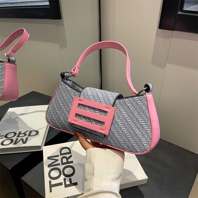 Women's Small All Seasons Pu Leather Color Block Streetwear Square Magnetic Buckle Underarm Bag