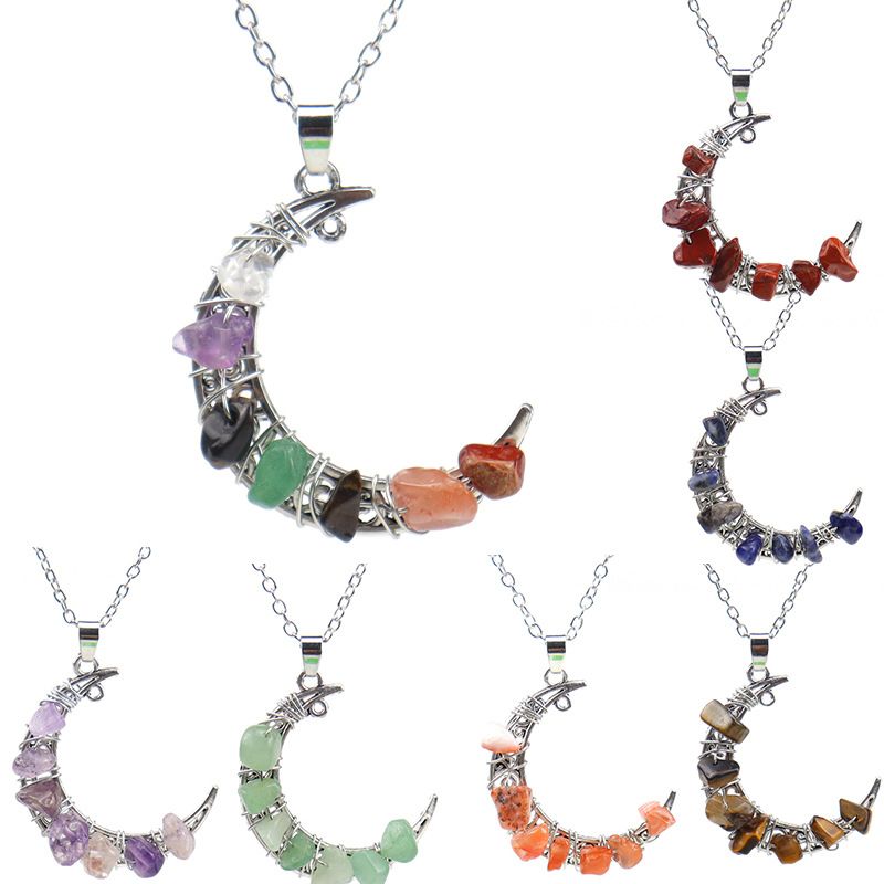 Simple Style Irregular Moon Alloy Crystal Women's Pendant Necklace