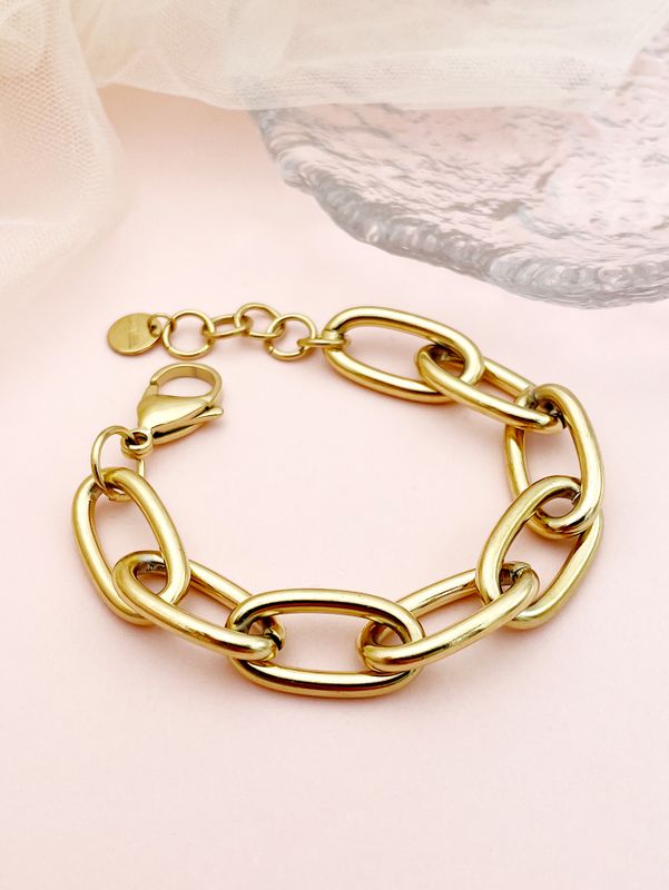 Simple Style Solid Color 304 Stainless Steel 14K Gold Plated Bracelets In Bulk