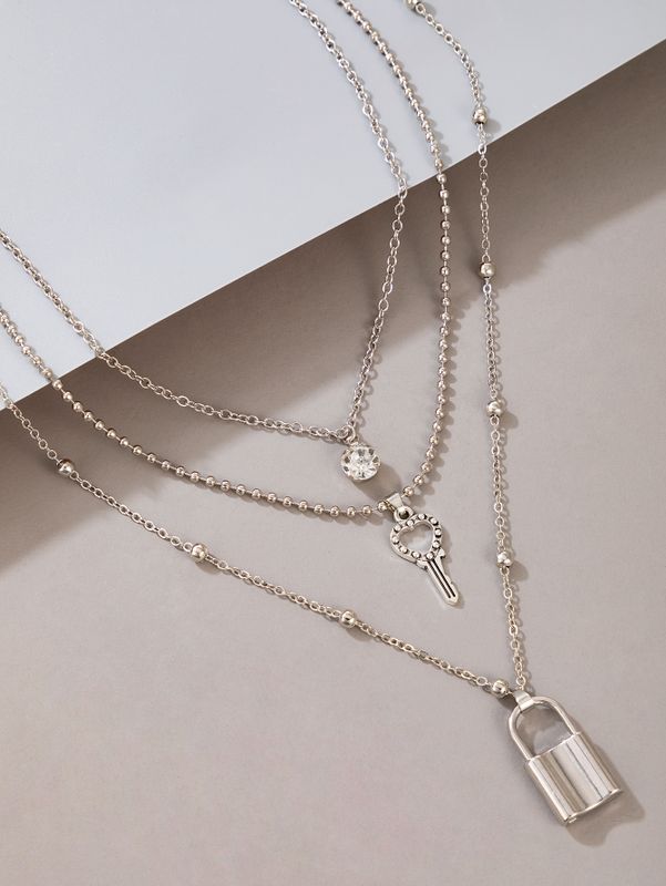 Casual Streetwear Key Lock Artificial Diamond Alloy Wholesale Layered Necklaces