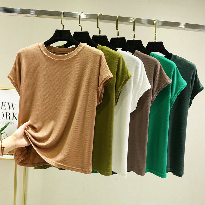 Femmes T-shirt Manche Courte T-shirts Décontractée Style Classique Couleur Unie
