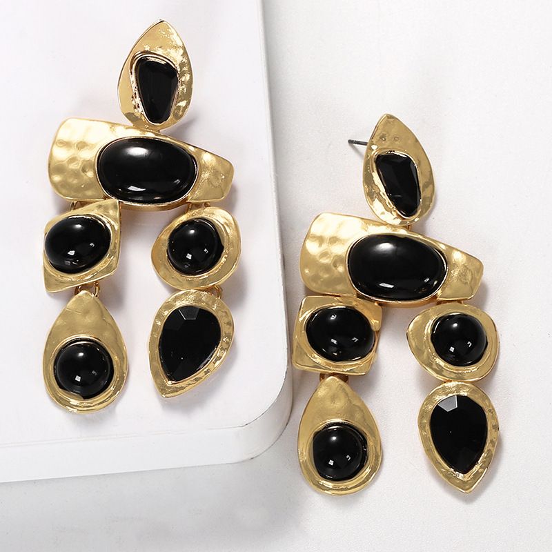 1 Pair Streetwear Water Droplets Inlay Alloy Artificial Gemstones Drop Earrings