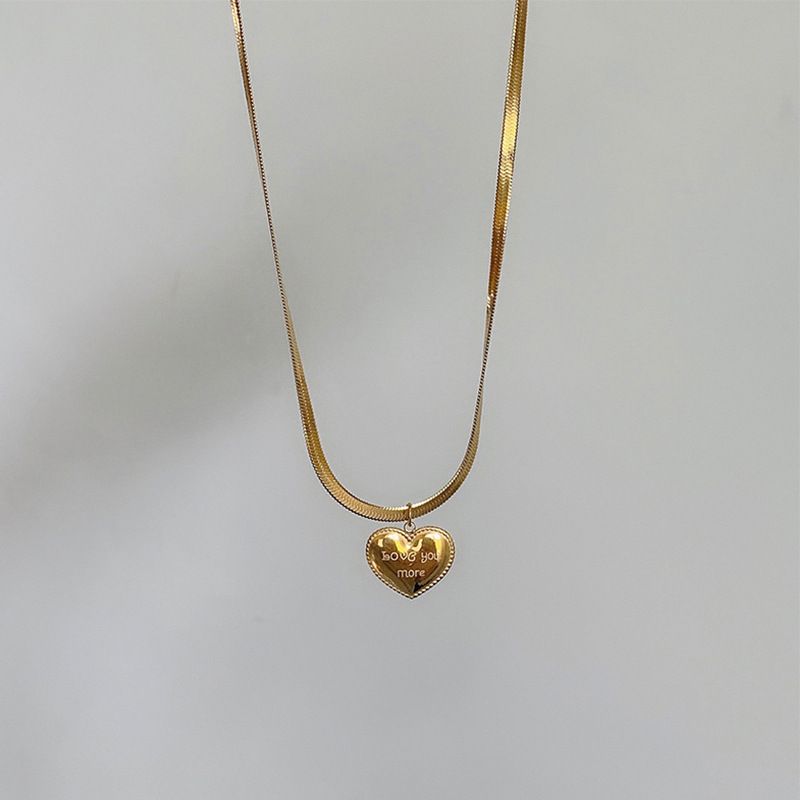 Edelstahl 304 18 Karat Vergoldet Retro Einfacher Stil Überzug Herzform Halskette Mit Anhänger