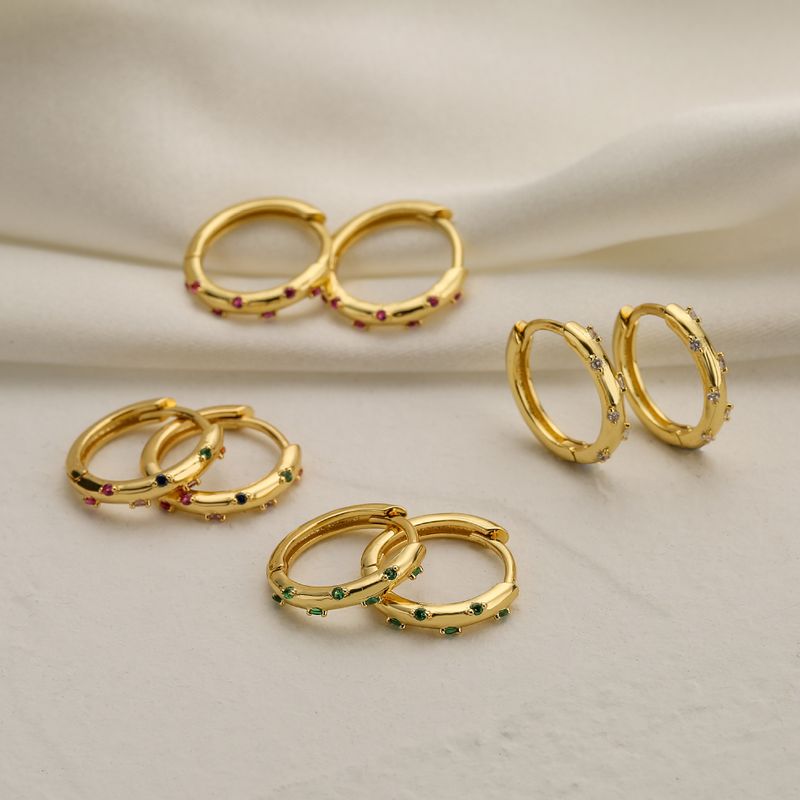1 Paar Einfacher Stil Kreis Inlay Kupfer Zirkon Ohrringe