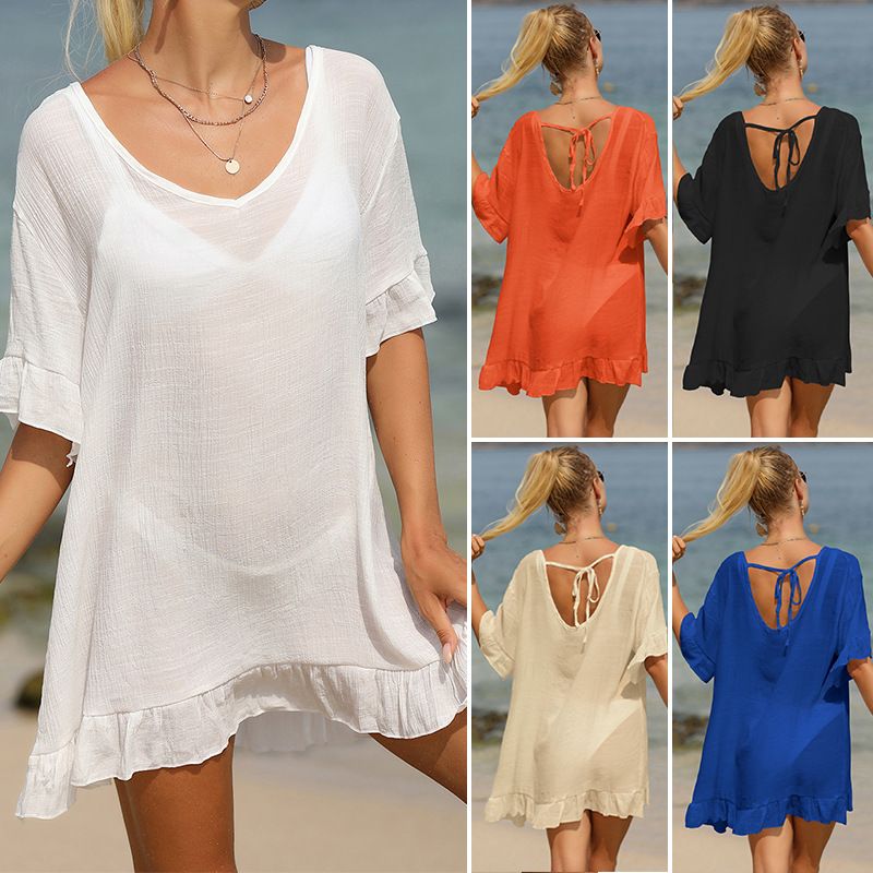 Women's Simple Style Solid Color 1 Piece Cover Ups