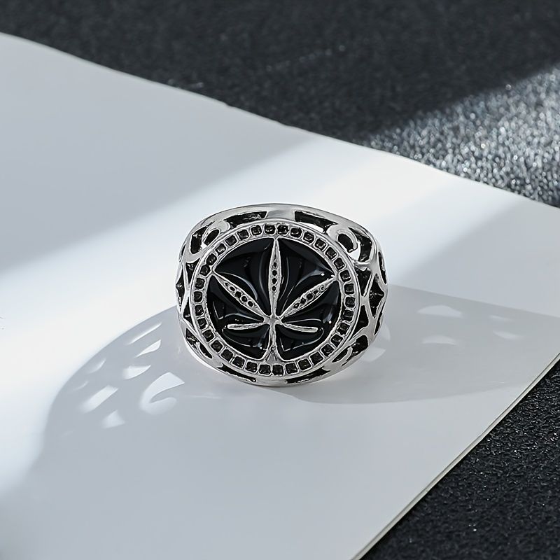 Hip-hop Punk Streetwear Maple Leaf Alloy Silver Plated Men's Rings