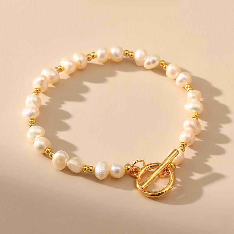 Vintage Style Geometric Freshwater Pearl Copper Plating 18k Gold Plated Bracelets