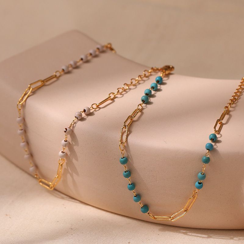 Style Simple Style Classique Rond Turquoise Le Cuivre Placage Plaqué Or 18k Bracelets