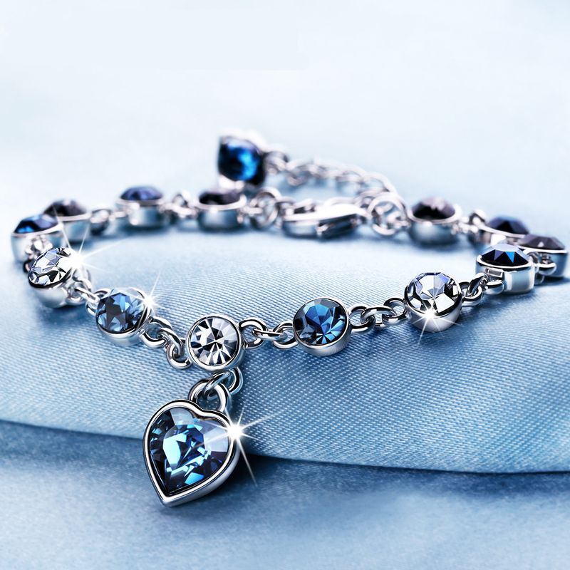 Simple Style Heart Shape Alloy Inlay Rhinestones Women's Bracelets