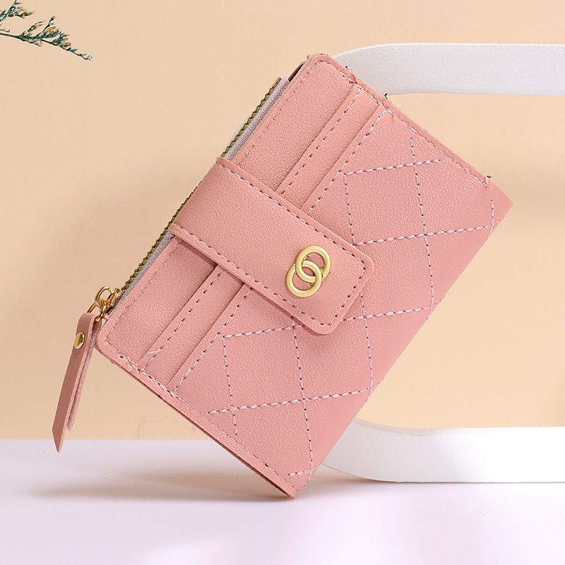 Women's Solid Color Pu Leather Buckle Wallets