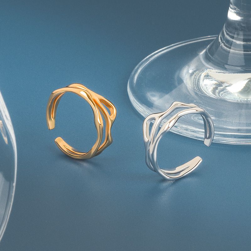 Grenz Überschreitende Neue Produkte Europäische Und Amerikanische Legierung Geometrisch Hohle Doppels Chicht Ring Öffnung Verstellbare Ringe Schmuck Weibliche Hersteller Verkauf