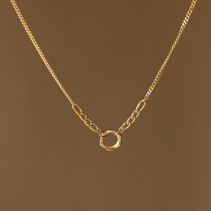 Vintage Style Simple Style Circle Titanium Steel Plating Hollow Out 18k Gold Plated Necklace