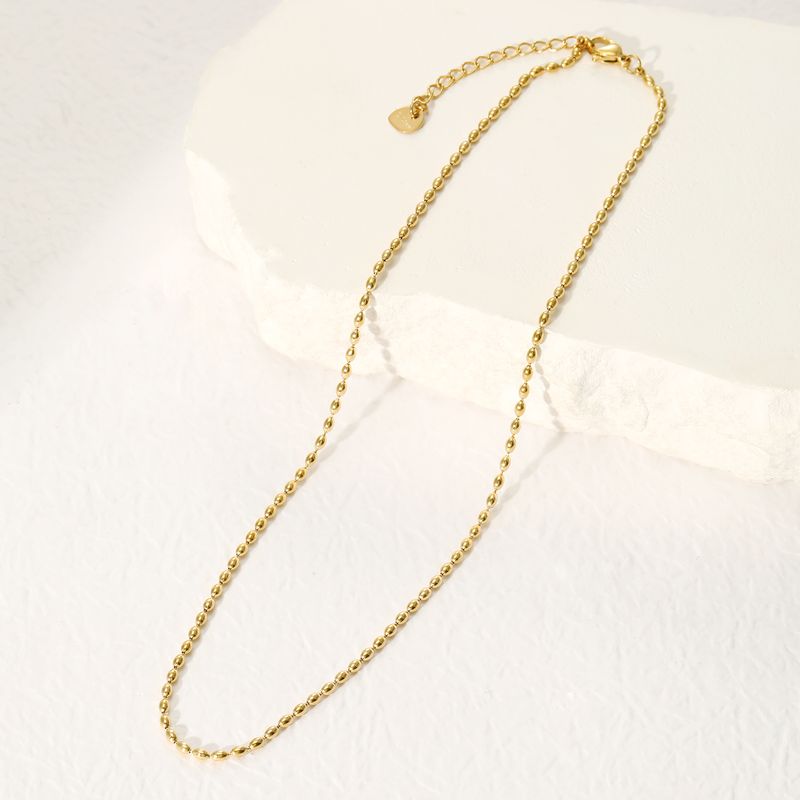 Simple Style Commute Solid Color Stainless Steel Plating 14k Gold Plated Necklace