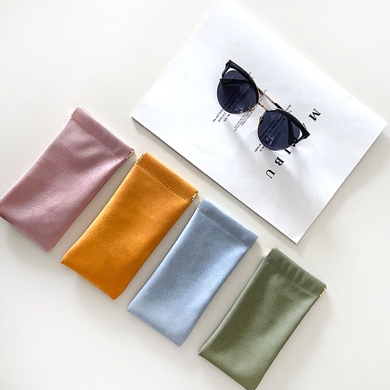Gafas De Sol, Bolsa De Gafas De Sol, Conjunto De Almacenamiento Para Hombre Y Mujer, Bolsa De Almacenamiento De Gafas De Piel Con Boca De Metralla