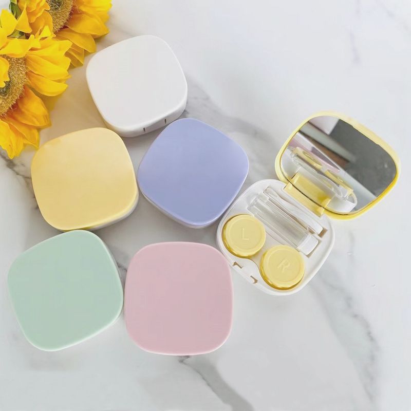 Simple And Portable Contact Lens Case Diy Glossy Oval Box Cosmetic Contact Lenses Couple Box Double Box Storage Box
