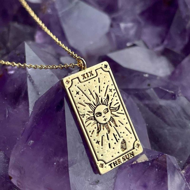 Retro Tarot Stainless Steel Plating 18k Gold Plated Pendant Necklace