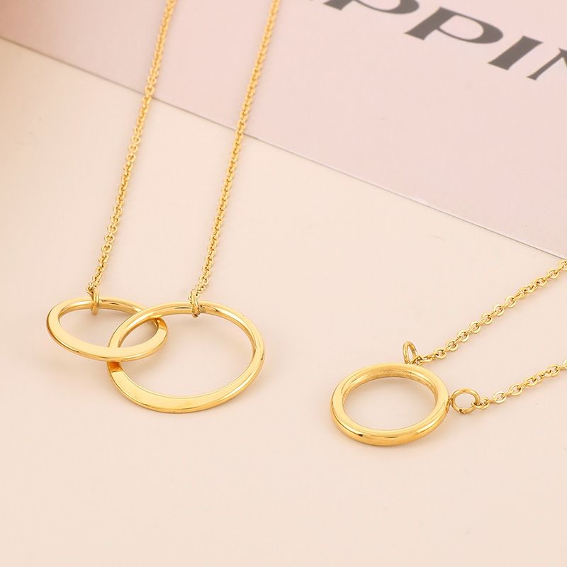 Stainless Steel Titanium Steel 18K Gold Plated Simple Style Plating Round Pendant Necklace