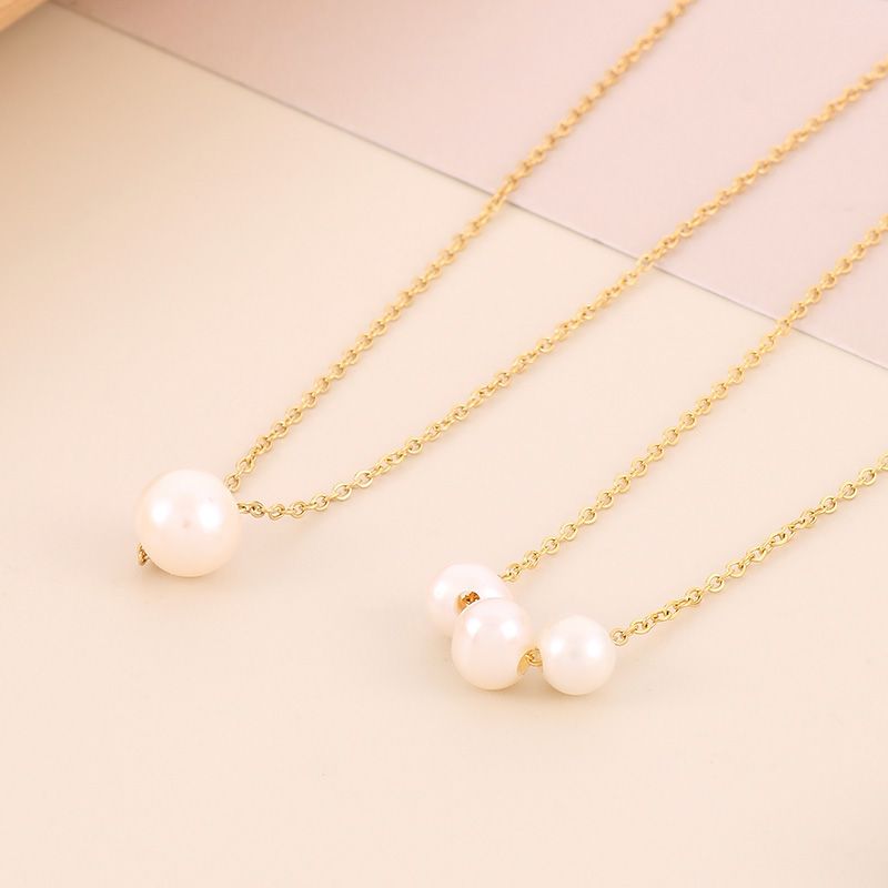 Stainless Steel Shell Titanium Steel 18K Gold Plated Simple Style Plating Round Necklace