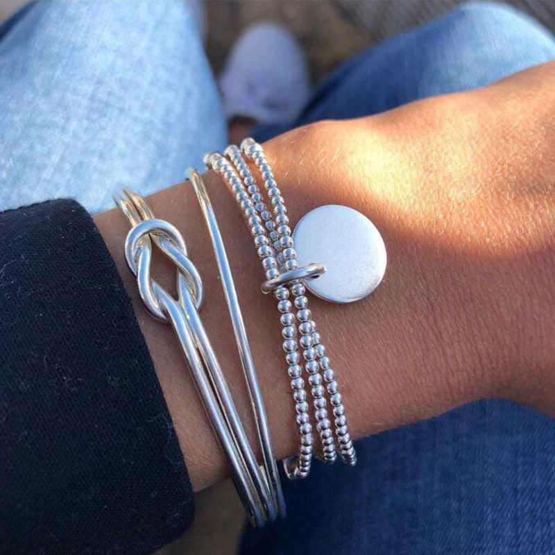 Style Ig Style Simple Rond Couleur Unie Nouer Alliage Perlé Placage Femmes Bracelets