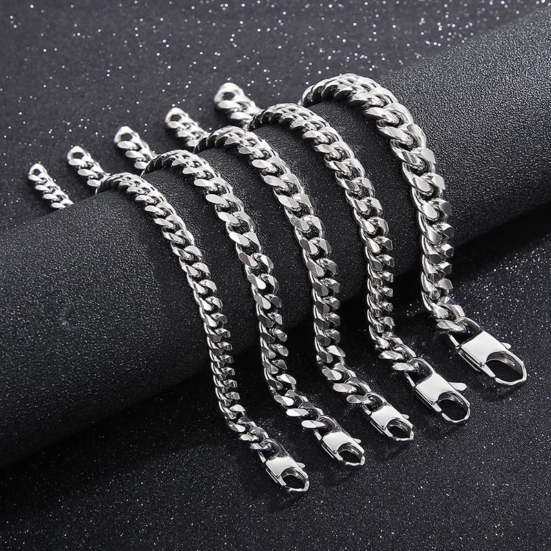 Simple Style Solid Color Titanium Steel Unisex Bracelets