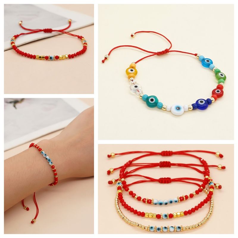 Décontractée Style Simple Œil Verre Corde Perlé Tresser Femmes Bracelets