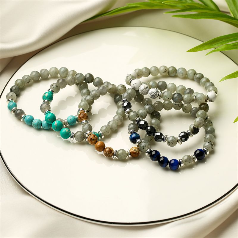 Ethnic Style Geometric Stainless Steel Natural Stone Beaded Bracelets